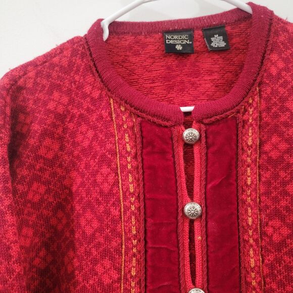Nordic Design Womens Cardigan Size Medium Fair Isle Wool Regency Cozy Winter - Picture 4 of 9